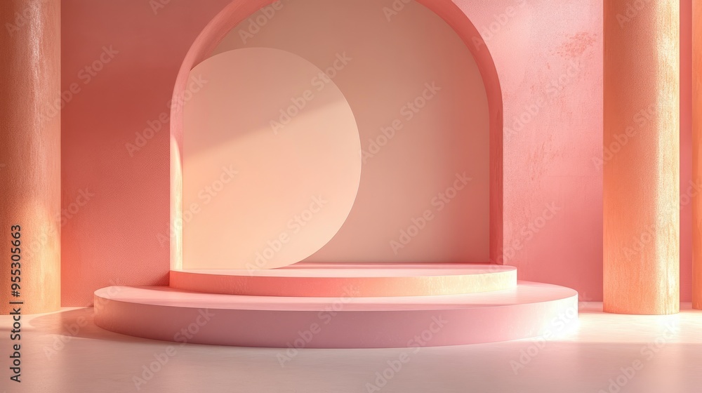Poster 3d rendering of a minimal empty podium platform background for showcasing products or cosmetics feat
