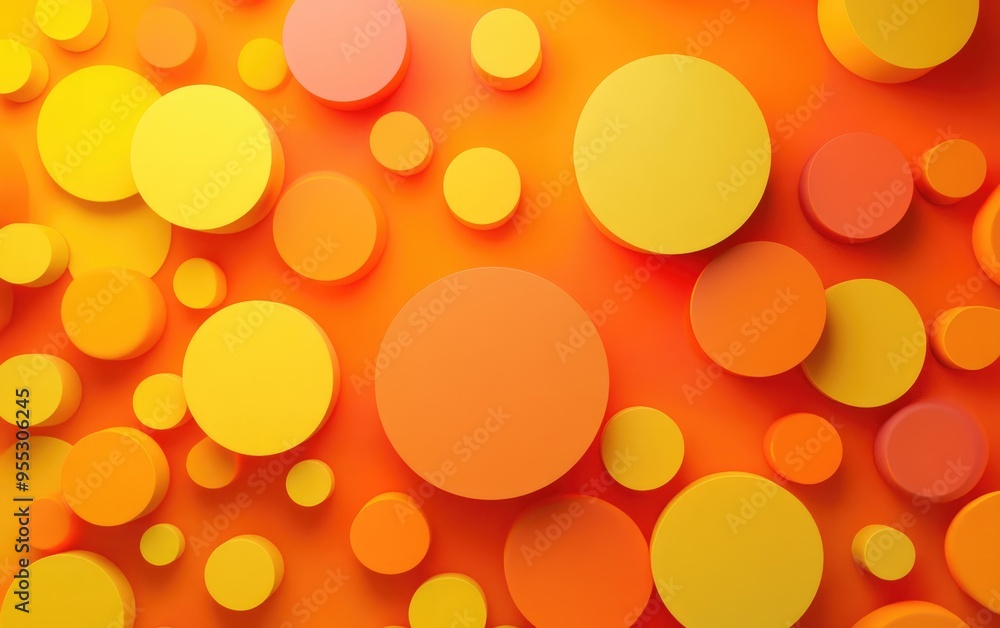 Aufkleber 3d rendering of an abstract background featuring orange and yellow circular shapes