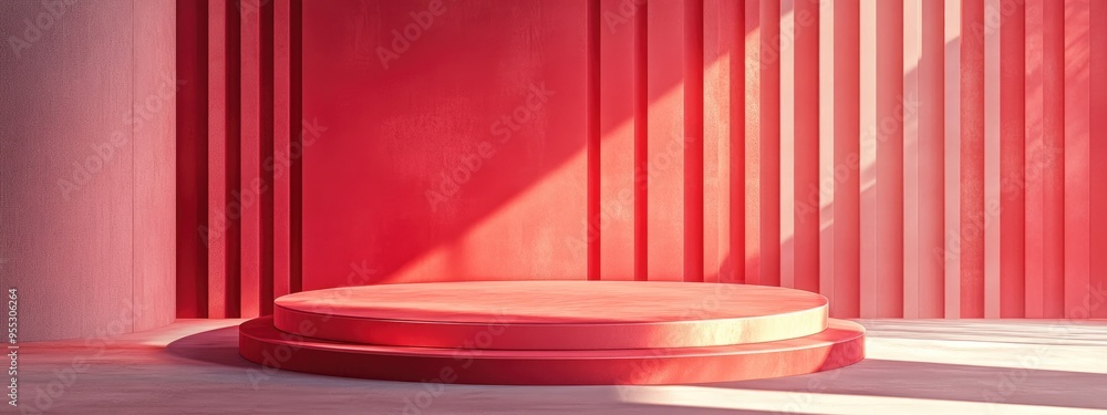 Poster abstract background featuring a podium and wall scene with 3d rendering