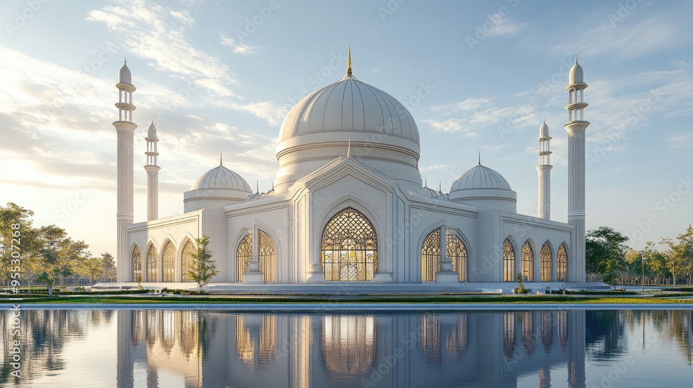 Aufkleber 3d rendering of a dome structure in a mosque design