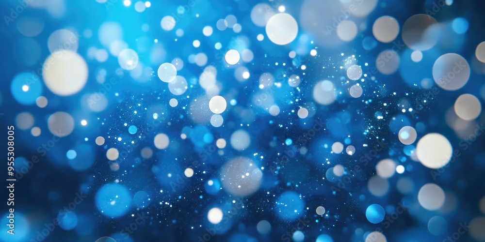 Poster Abstract blue bokeh background in 3D cartoon rendering