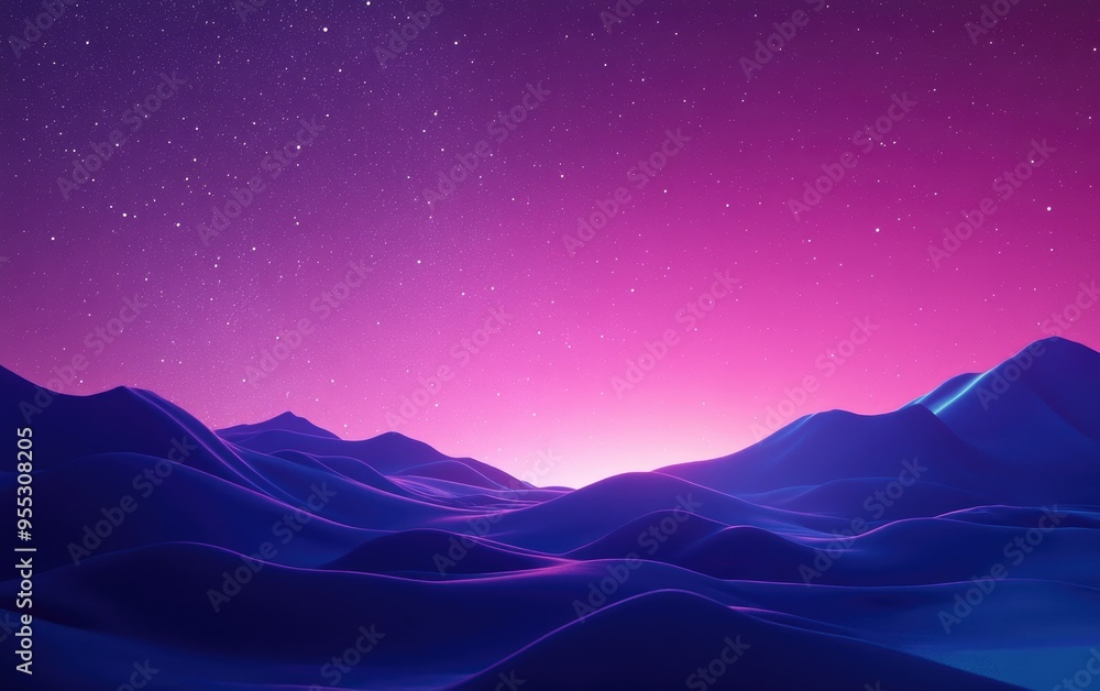 Poster abstract background featuring a night sky and stars in a 3d cartoon rendering showcasing a panoramic