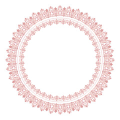 Naklejka premium Damask Round Wreath luxury rose gold circular round ornament floral Abstract pattern, Classic Victorian traditional style, illustration Vintage Design, Floral frames, Mandala, Antique, Moroccan frame