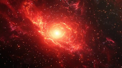 Obraz premium 3D cartoon rendering showcasing a stunning red galaxy in the depths of space