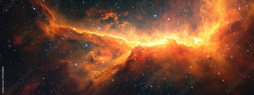 Aufkleber 3d cartoon rendering of a nebula and star field in deep space light years away from any planet