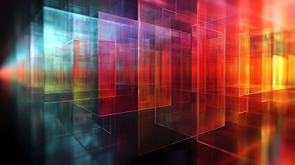 Vibrant Geometric Abstract Futuristic Digital Artwork with Luminous Gradient Patterns and