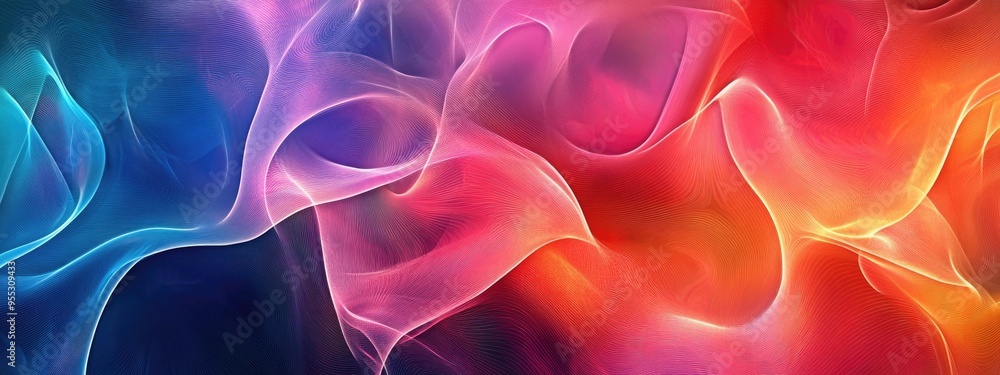 Poster Colorful abstract background in a 3D cartoon rendering Modern graphic art featuring fractal artwork Creative wavy multicolored backdrop ideal for banner design Digital fantasy effect trendy deskto