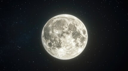 Obraz premium Highly detailed 3D cartoon rendering of a bright full moon in a dark night sky Full moon background showcasing the lunar phase