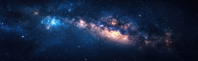 Obraz premium Deep space background featuring stardust and shining stars highlighted by a cosmic Milky Way backdrop A conceptual image showcasing space with star and pixie dust glitter effects