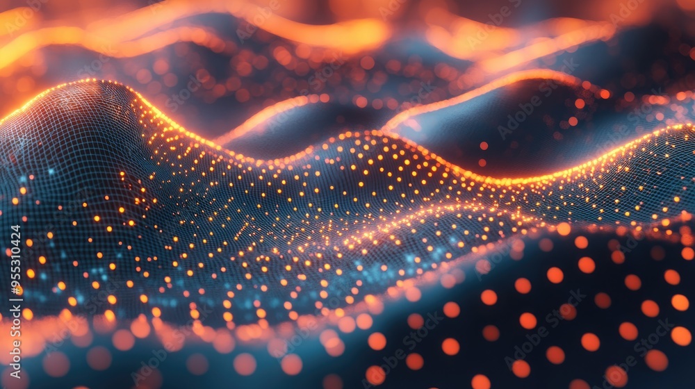 Poster Wavy abstract background for science and technology concepts rendered in 3D cartoon style