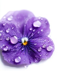 A close-up view of a beautiful purple flower with water droplets, perfect for nature and floral designs.