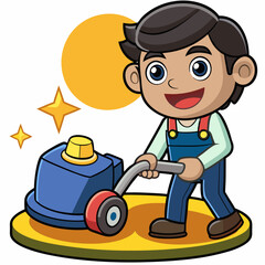 Fototapeta premium Floor Polishing Machine Operator Vector Art