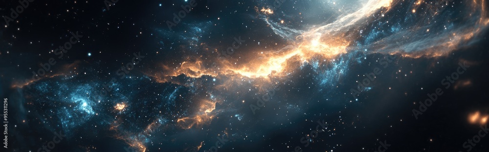 Poster stars and galaxies in deep space are depicted in a 3d cartoon rendering highlighting the beauty of s