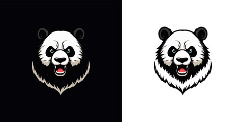 Panda head mascot vector with logo illustration. Creative panda vector illustration