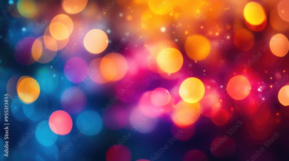 Poster Vibrant bokeh background with an array of colors