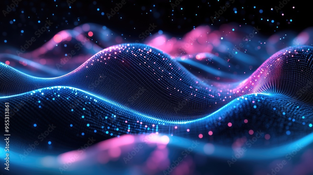 Poster dynamic wave vibrations and abstract patterns representing motion in the context of education resear