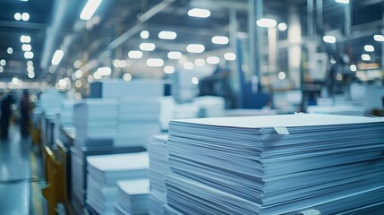 Obraz premium Organized Warehouse Interior with Stacked Boxes and Shelves for Efficient Logistics and Distribution