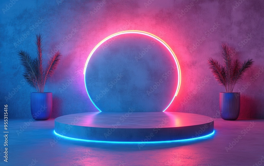 Poster abstract 3d rendering of a podium designed for product showcasing featuring a minimalistic concept a