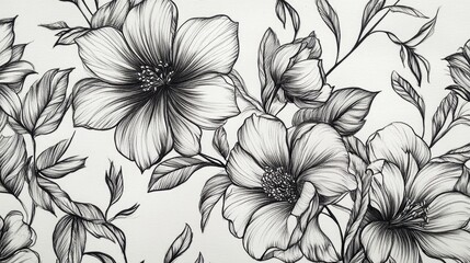 Hand drawn floral design on paper