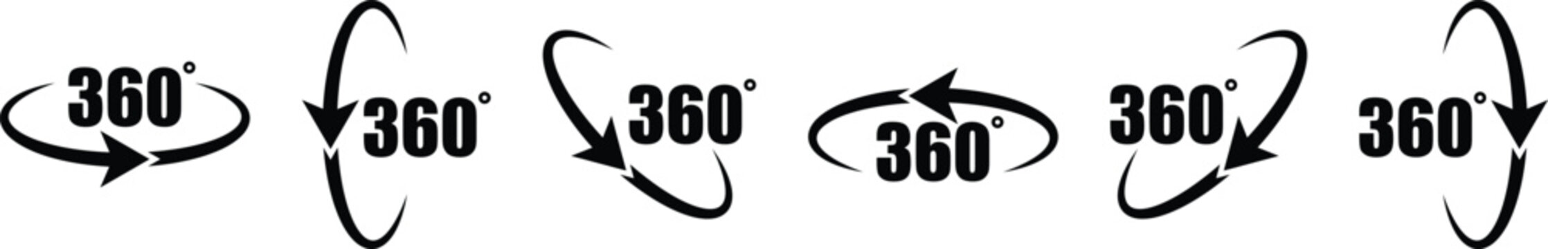 360 degree icon. Angle 360 degrees. Round icon. Virtual reality. Vertical and horizontal view. Vector Illustration