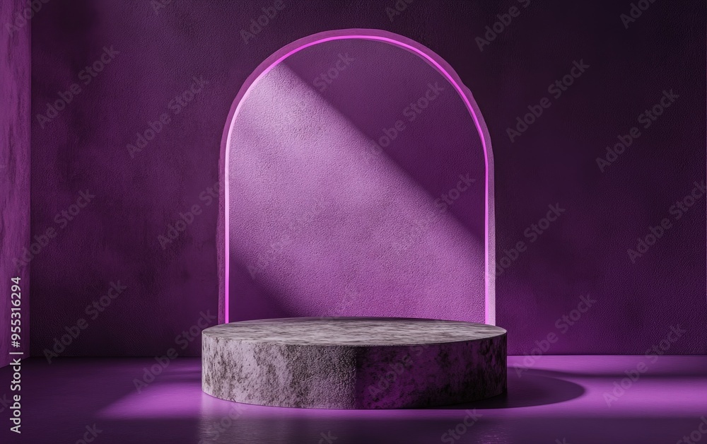 Poster Abstract background scene for cosmetic product and packaging showcase featuring a stone podium display and 3D rendering