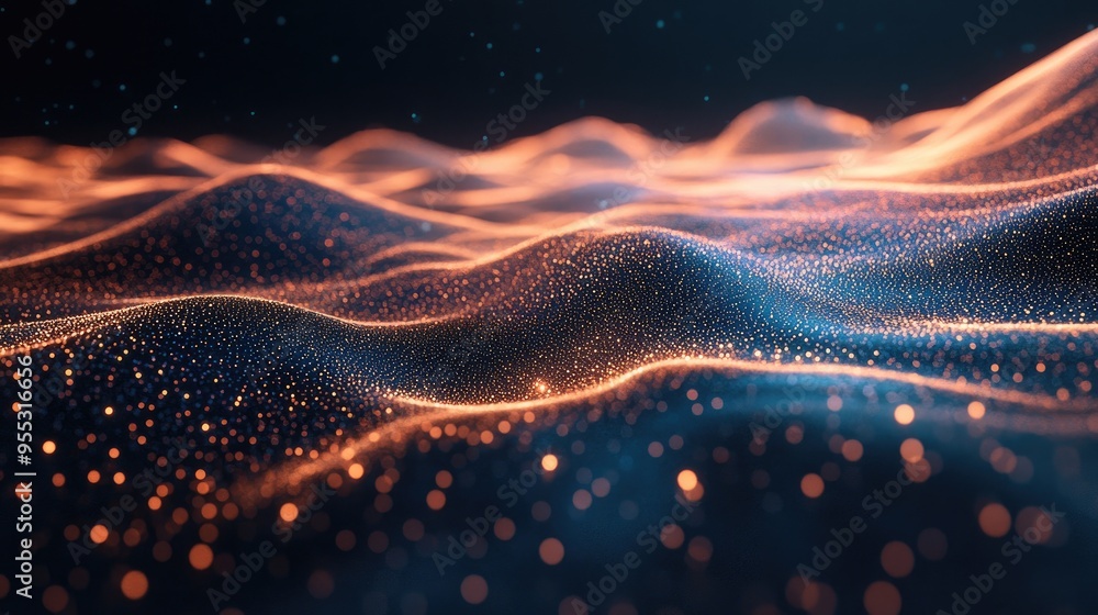 Poster futuristic background featuring interconnected dots and lines in a digital atmosphere 3d rendering
