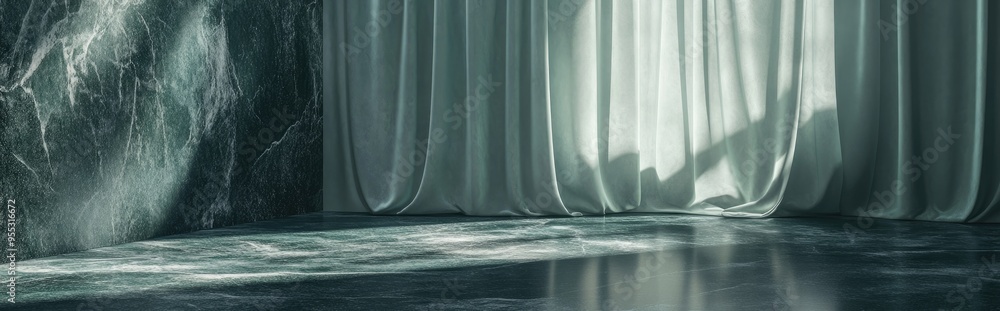 Aufkleber empty area on a solid dark green granite surface for showcasing beauty and fashion items complemente