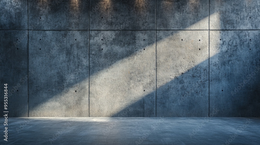 Aufkleber empty abstract concrete wall illuminated by side lights interior design concept background 3d render