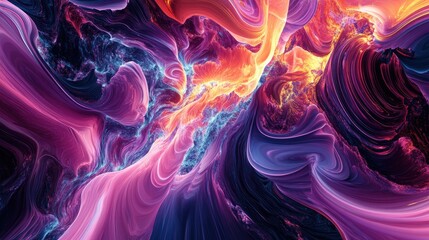 Fototapeta premium Vibrant and chaotic abstract fractal patterns in a colorful design Intricate shapes created through 3D rendering for visual appeal or decorative use