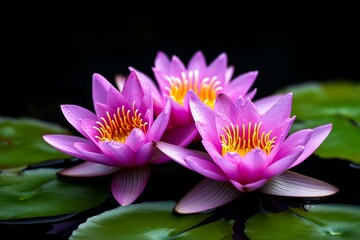 Lilies, water lilies, floating gracefully create a serene scene on ponds and lakes