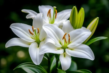 Obraz premium Lilies, white and pure, symbols of innocence are often used in ceremonies to convey sincerity and virtue
