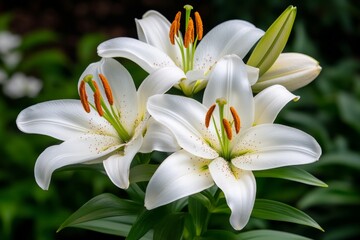 Fototapeta premium Lilies, with long stems, graceful and tall add elegance to both gardens and floral arrangements