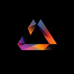 Fototapeta premium Geometric shape with vibrant colors on black background.