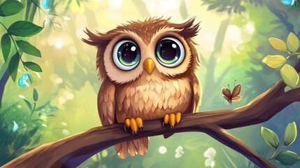Fototapeta premium Cute cartoon owl illustration