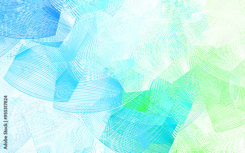Poster light blue, green vector background with abstract shapes.