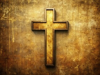 The iconic Outlined Christian cross takes center stage against a richly textured backdrop, its gentle drop shadow