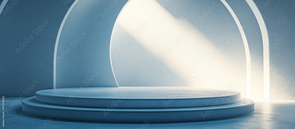 Poster minimalist abstract background featuring a pedestal in 3d
