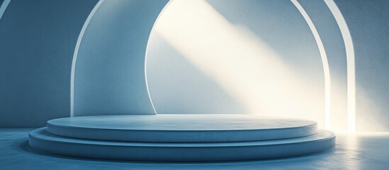 Minimalist abstract background featuring a pedestal in 3D