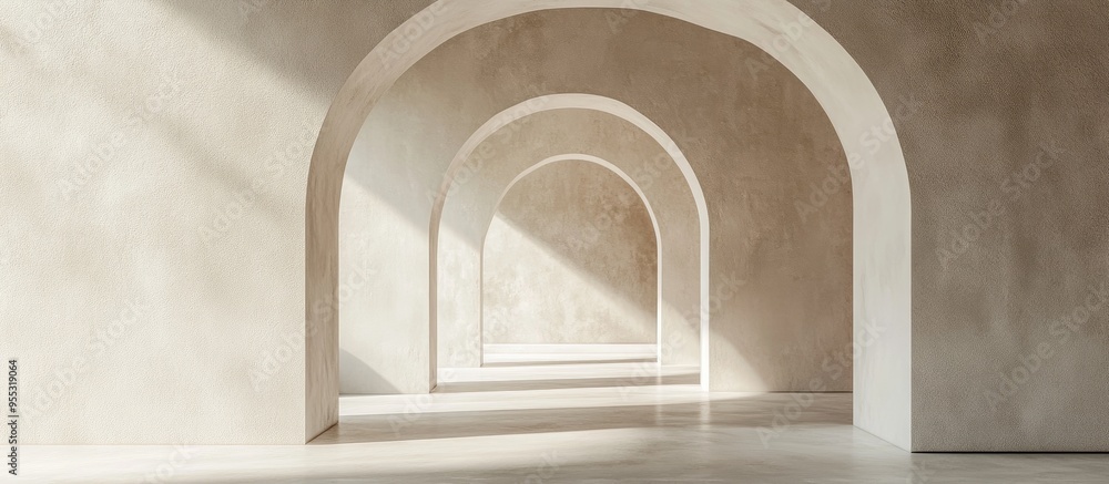 Poster Abstract architectural backdrop featuring arched interiors in a 3D rendering