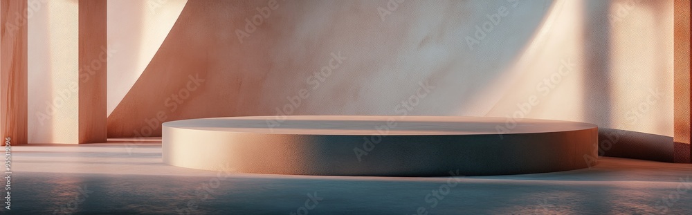 Aufkleber Abstract 3D rendering featuring a podium for product display minimalistic concept geometric backdrop product showcase