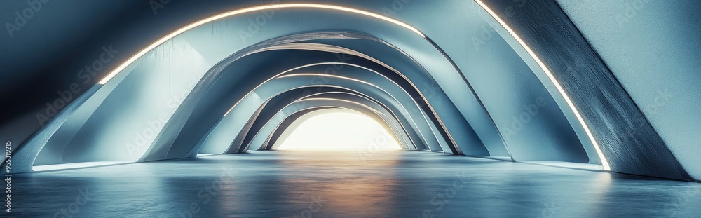 Aufkleber Futuristic architectural background featuring an empty geometric tunnel in 3D rendering