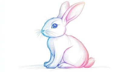 Gradient line illustration of a cartoon rabbit