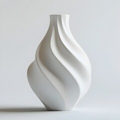 Handcrafted Ceramic Vase with Abstract Flowing Patterns on White Backdrop