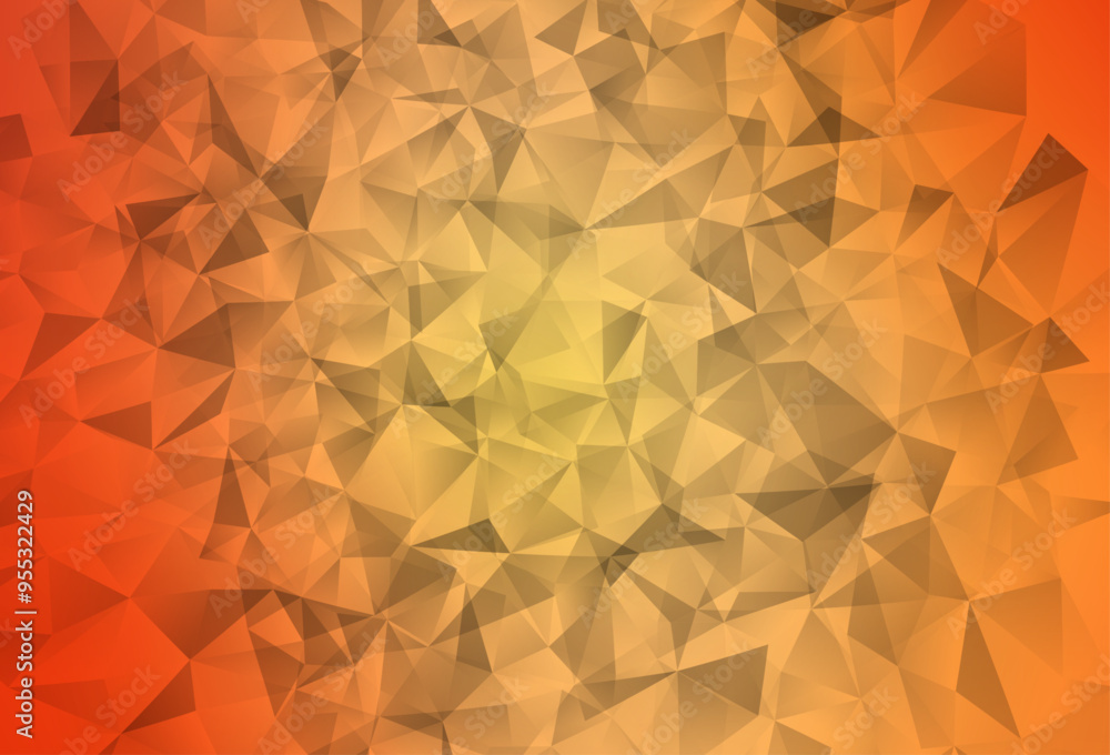 Poster light orange vector polygon abstract backdrop.