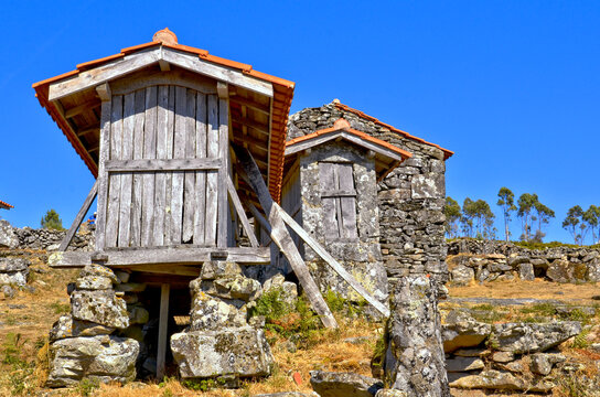 The granaries of the charming village of Porreiras, in Paredes de Coura, Portugal