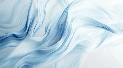 Fluid white and blue lines in motion, forming an abstract pattern on a light background, with a sense of flow and movement