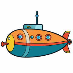 Submarine Vector Art on White Background