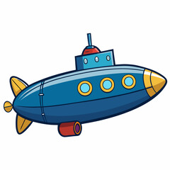 Submarine Vector Art on White Background