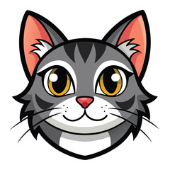 Cat head color vector style illustration