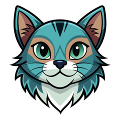 Cat head color vector style illustration
